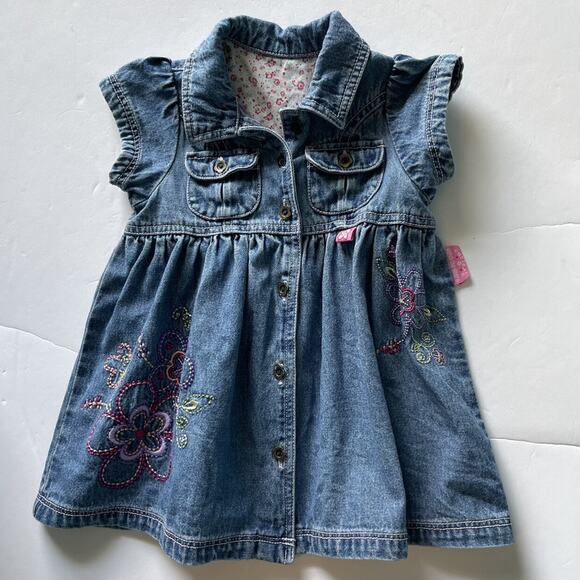 Vintage Other - Vintage Carters Watch The Wear Denim Embroidered Dress Size 12M